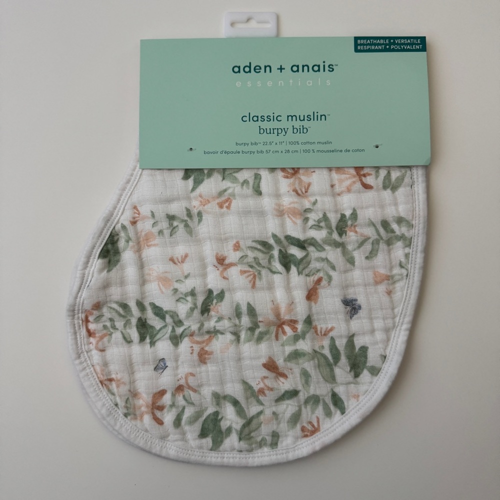 NEW Aden + Anais Burpy Bib Classic Muslin Cotton Breathable Floral Print